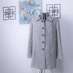 Tahari ASL Black and White Houndstooth Pea Coat